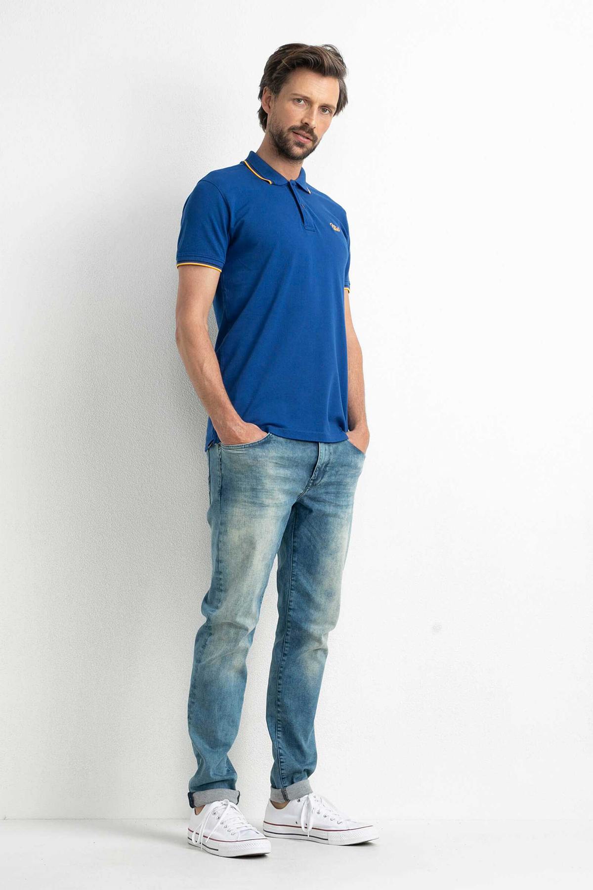 Royal blue men's polo shirt - Image n°3