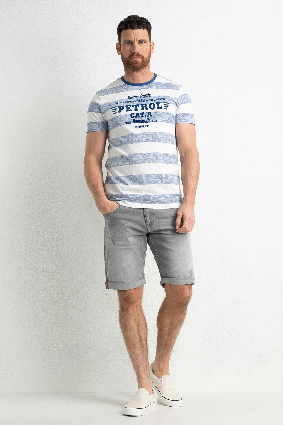 Men's blue and white striped t-shirt - Image n°3