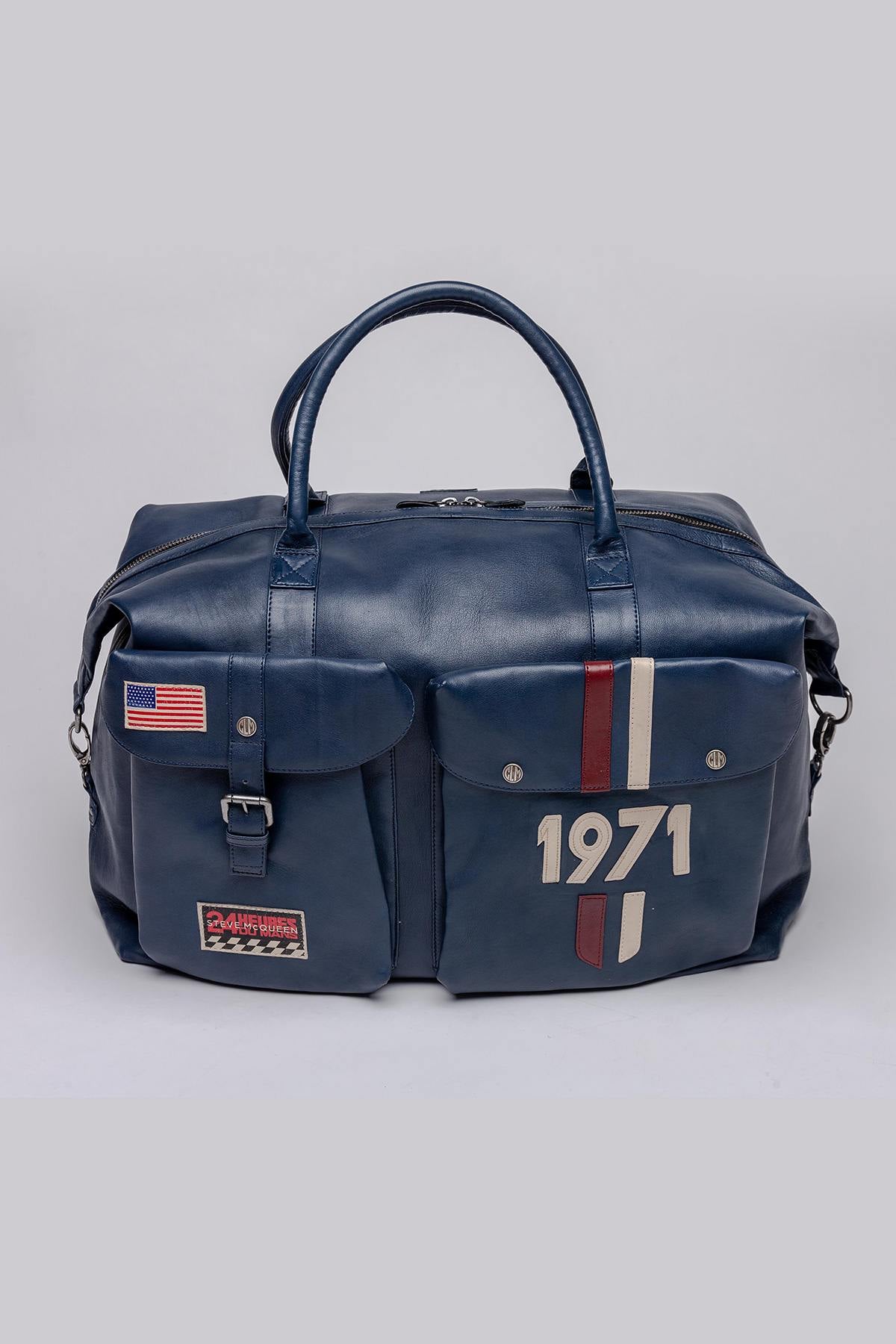 McQueen Blue Vintage Leather Travel Bag - Image n°1