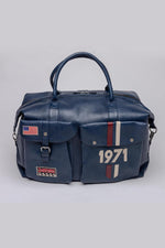 McQueen Blue Vintage Leather Travel Bag - Image n°1