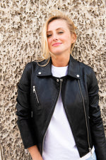 Slim-fit lambskin jacket by Redskins, biker-inspired and feminine. - Image n°20