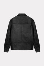 Black lambskin leather jacket with shirt collar - Image n°12