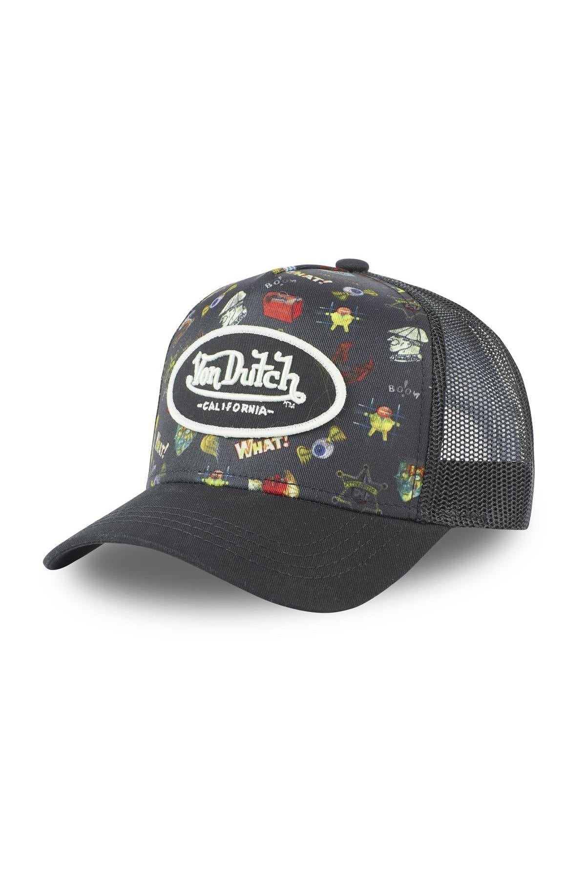 Black cap with printed patterns - Image n°1