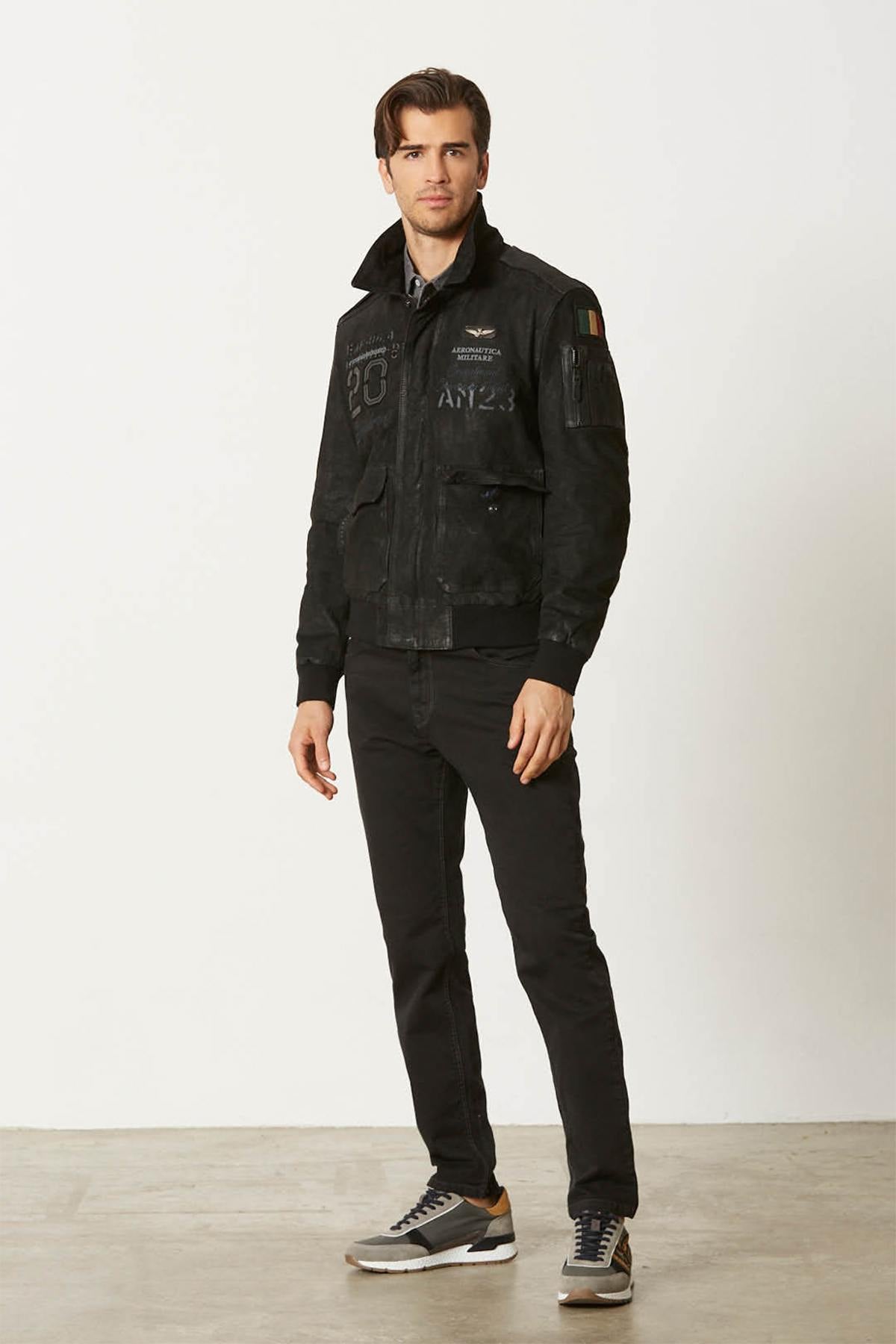  4° Stormo velvet effect leather jacket made in Italy - Image n°3