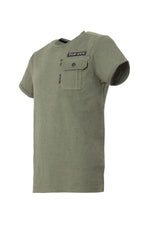 Khaki military t-shirt with chest pocket - Image n°2