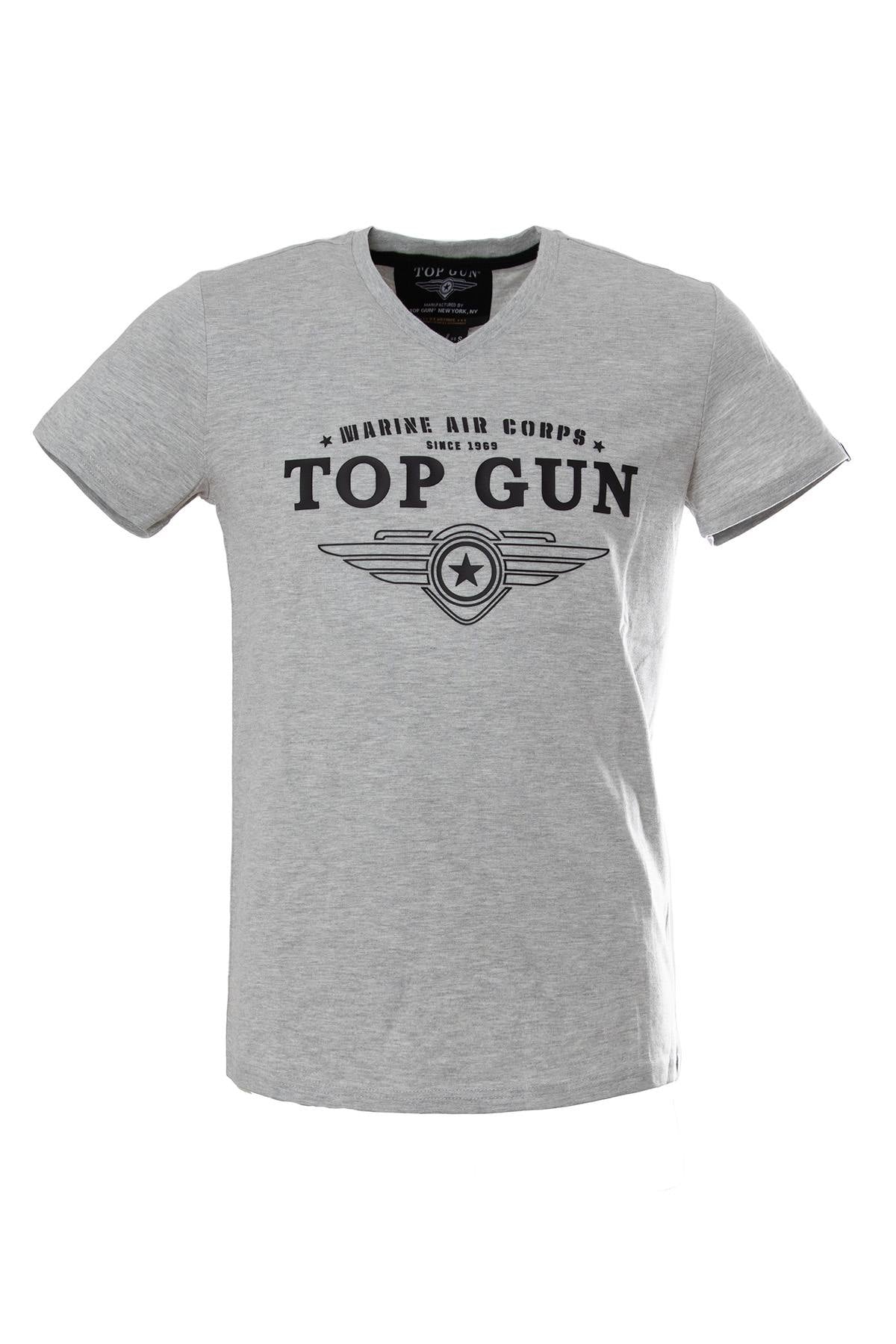Gray V-neck T-shirt Top Gun Marine Air Corps - Image n°1