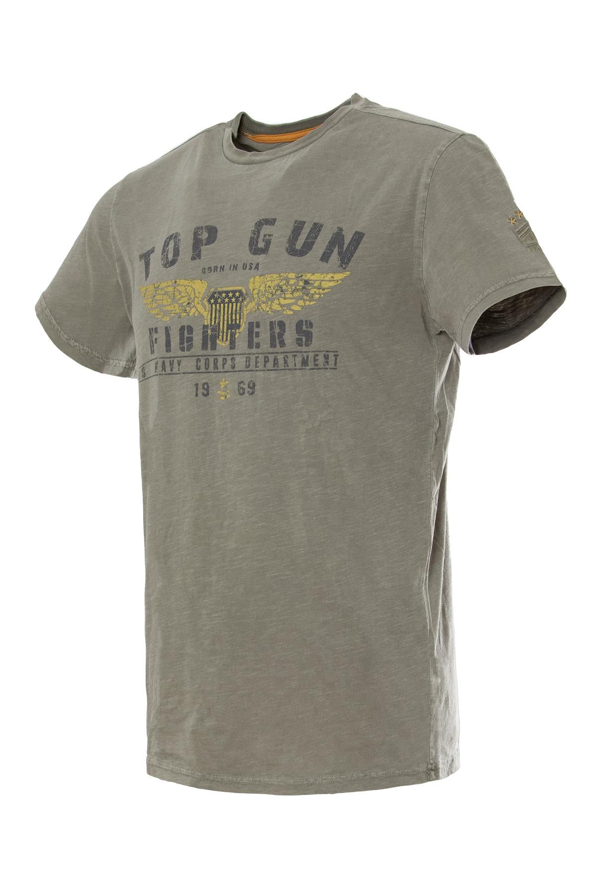 Round neck t-shirt top gun fighters khaki - Image n°2