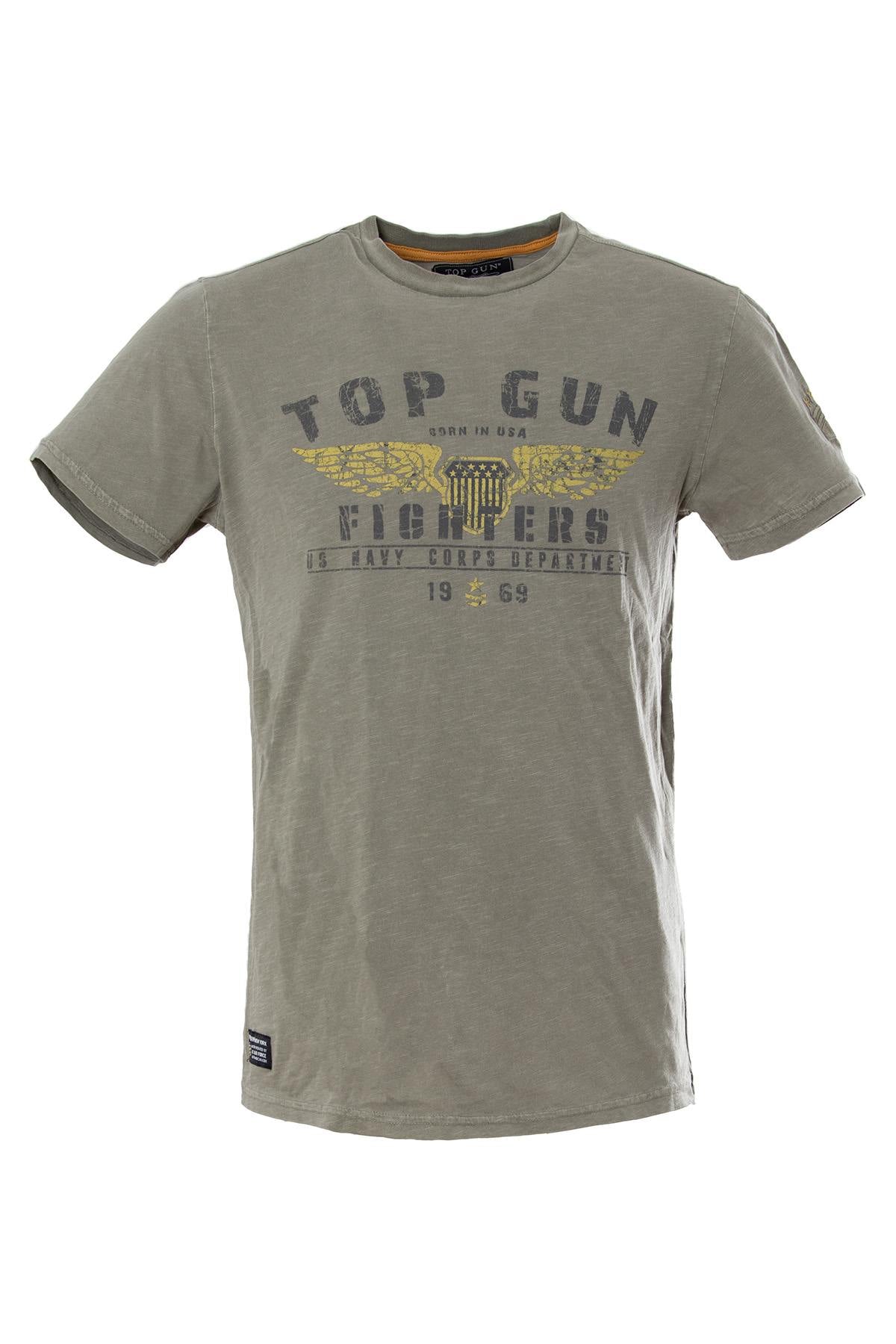 Round neck t-shirt top gun fighters khaki - Image n°1