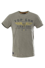 Round neck t-shirt top gun fighters khaki - Image n°1
