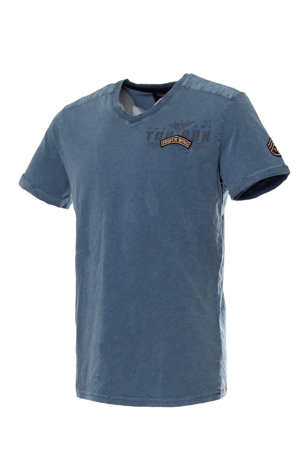 Men's blue top gun V-neck t-shirt - Image n°1