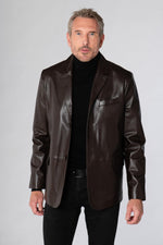 Cityzen's maroon lambskin blazer: glossy, tailored, timeless. - Image n°1