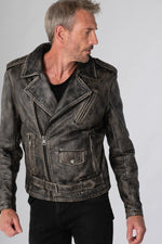 Men's aged effect Biker Jacket - Image n°4