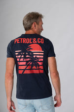 Navy blue t-shirt with summer print on the back - Image n°1