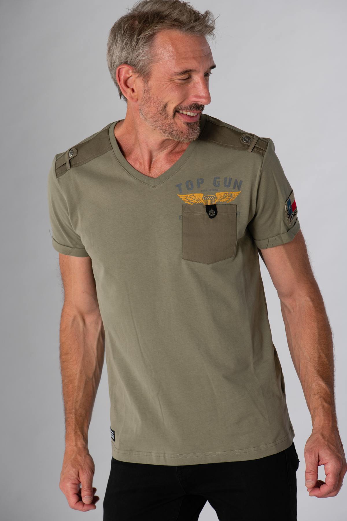 Khaki military t-shirt - Image n°1