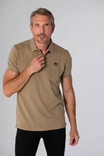 Men's sand-colored polo shirt - Image n°1