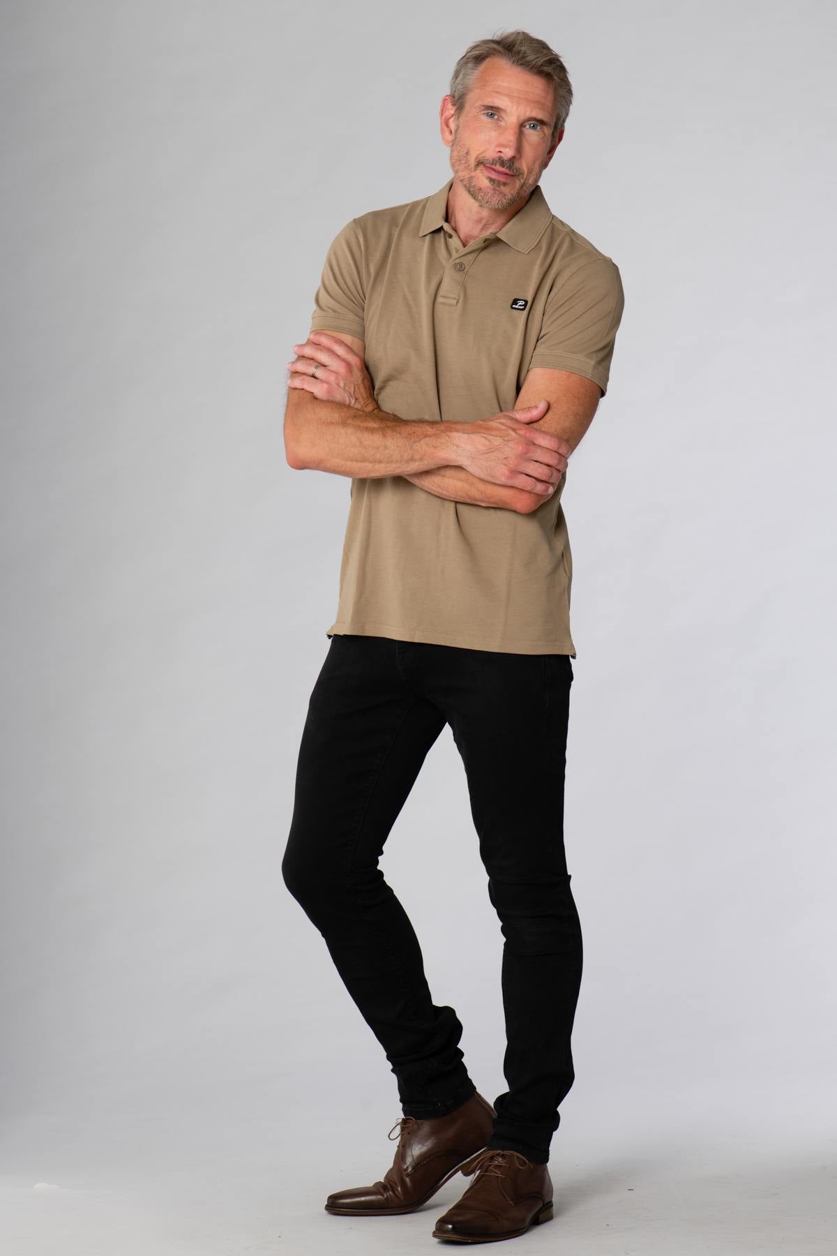 Men's sand-colored polo shirt - Image n°2