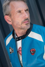Sheep leather jacket inspired by 1966 Le Mans, Gitanes-blue accents. - Image n°2