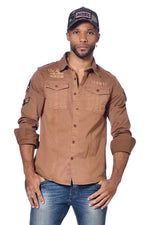 Brown patched shirt - Image n°1
