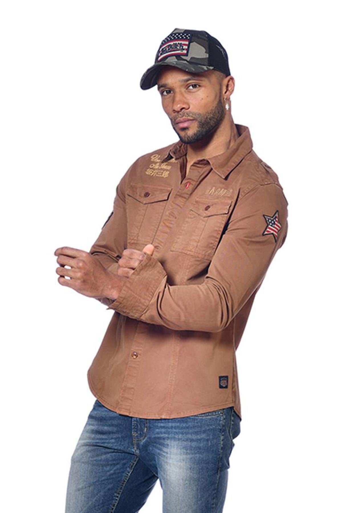 Brown patched shirt - Image n°2