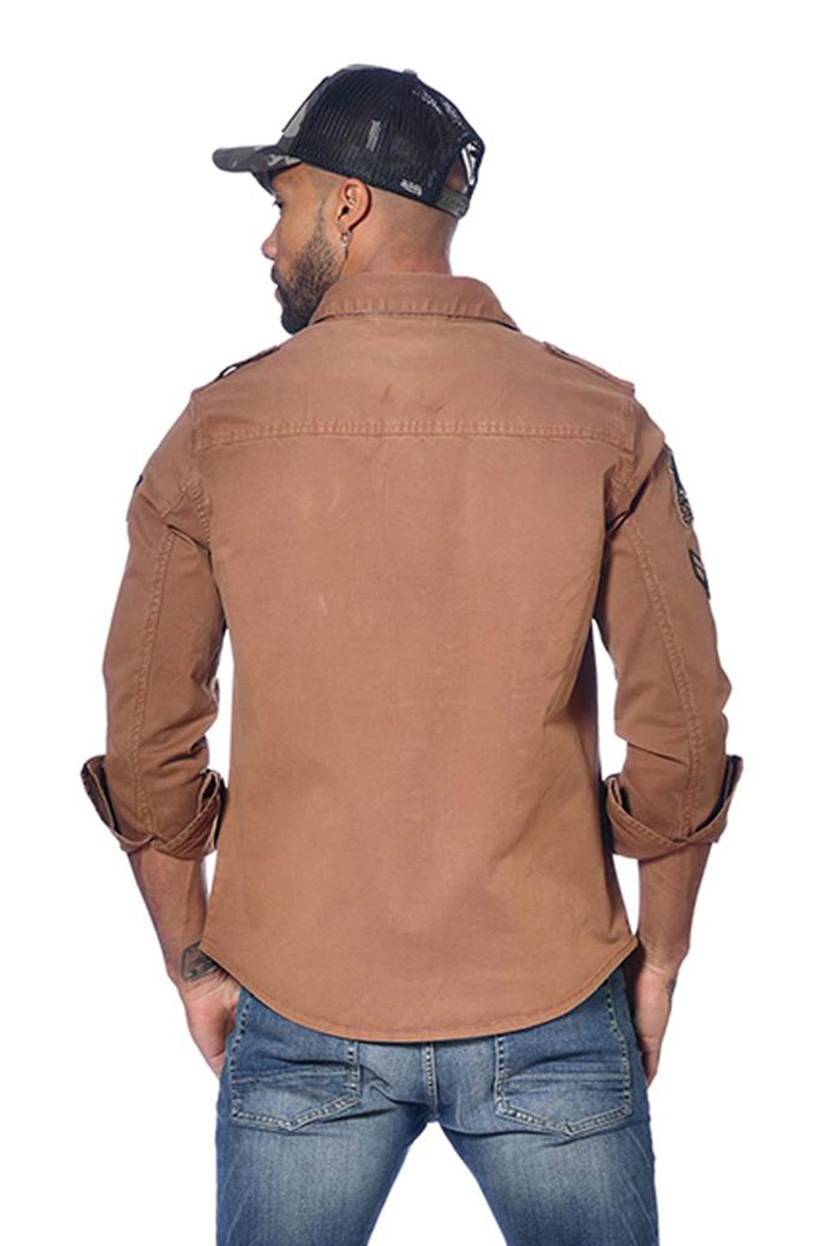 Brown patched shirt - Image n°3