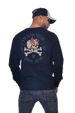 Navy blue skull print sweater - Image n°1