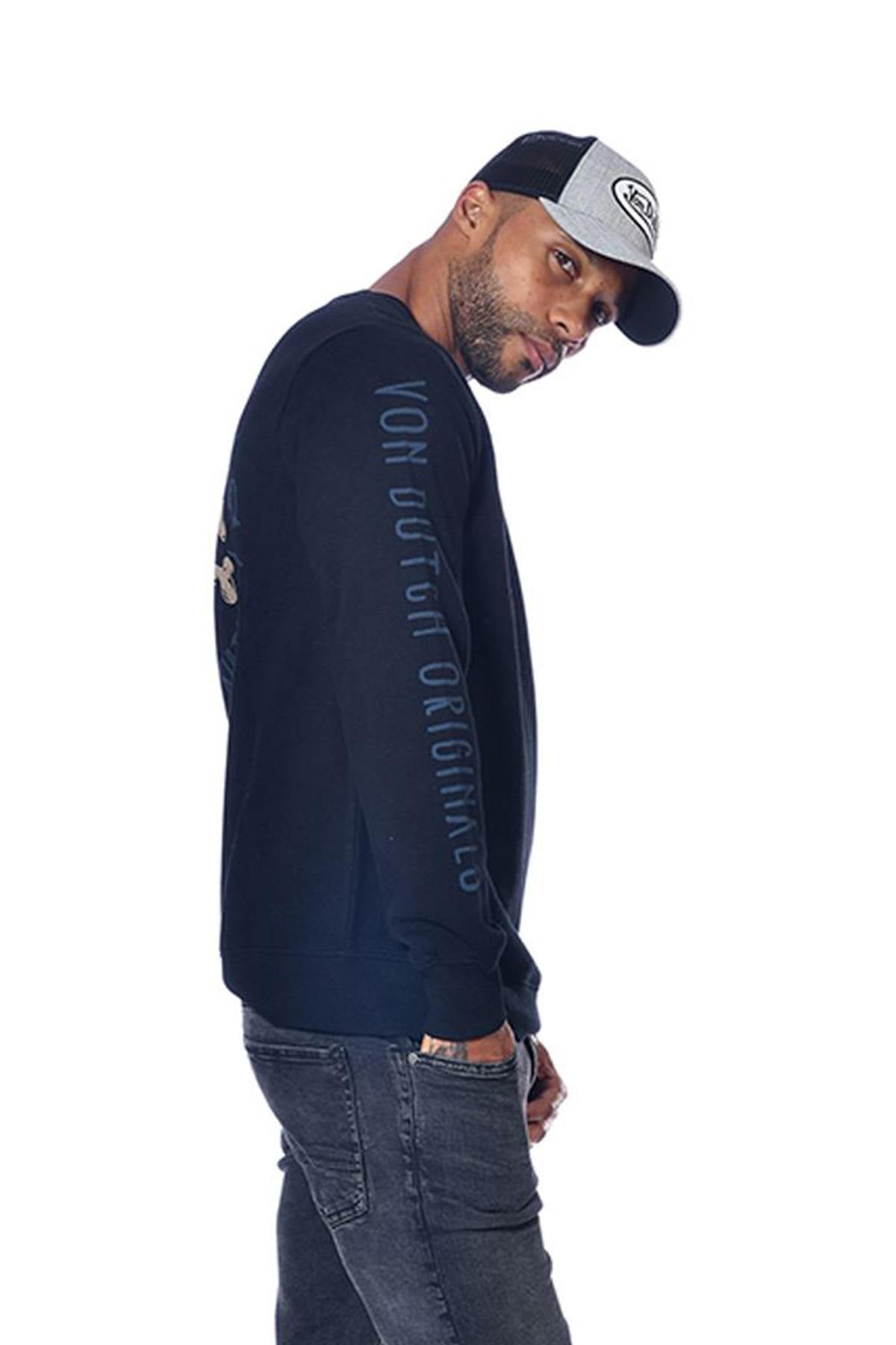 Navy blue skull print sweater - Image n°3