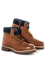 Cognac and navy blue boots - Image n°1