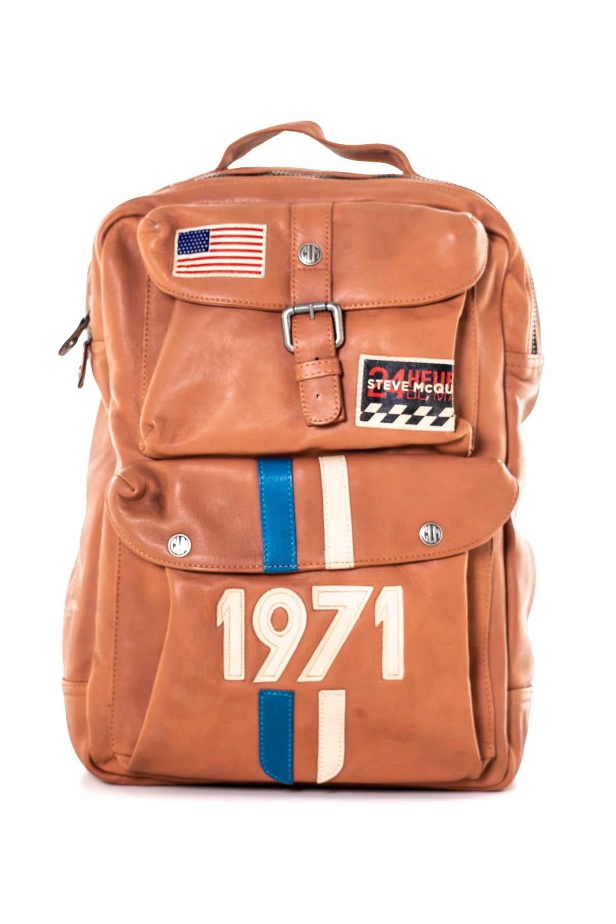 Cognac leather backpack Steve McQueen 1971 - Image n°6