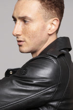 Biker style jacket in black lambskin - Image n°5