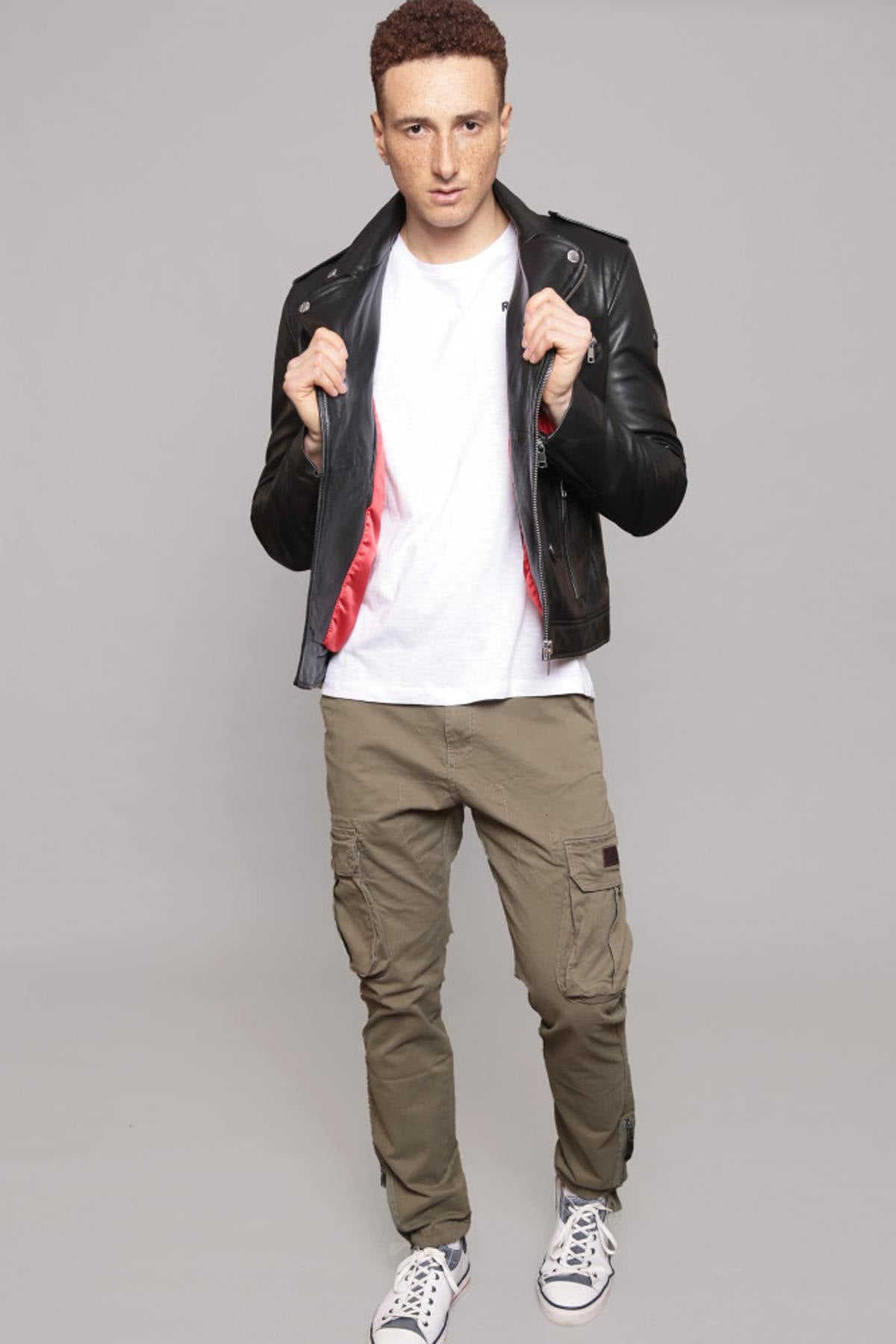 Biker style jacket in black lambskin - Image n°2