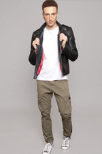 Biker style jacket in black lambskin - Image n°2