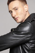 Biker style jacket in black lambskin - Image n°8