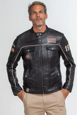 Black lambskin jacket inspired by Steve McQueen's racing spirit. - Image n°1