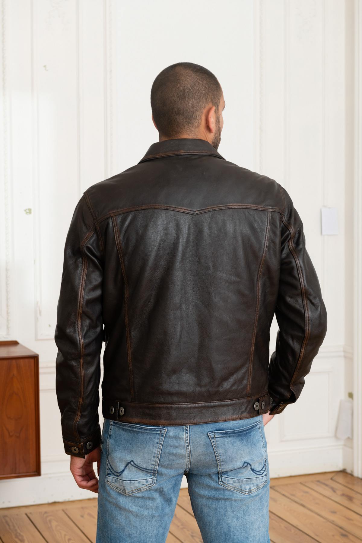 Vintage cowhide leather jacket - Image n°5