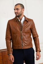 Redskins' lambskin jacket: warm brown, shirt collar, raglan pockets. - Image n°3