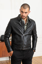Redskins' eco-friendly lambskin jacket with a smooth, slim fit. - Image n°1