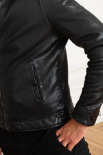 Redskins' eco-friendly lambskin jacket with a smooth, slim fit. - Image n°8
