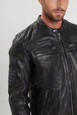 Monochrome black vintage racing style jacket - Image n°5