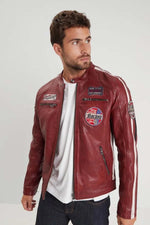 Red Racing Leather Jacket - Image n°1