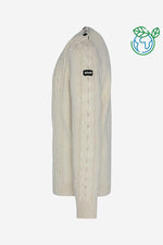 Ecru recycled knit crew neck sweater - Image n°5