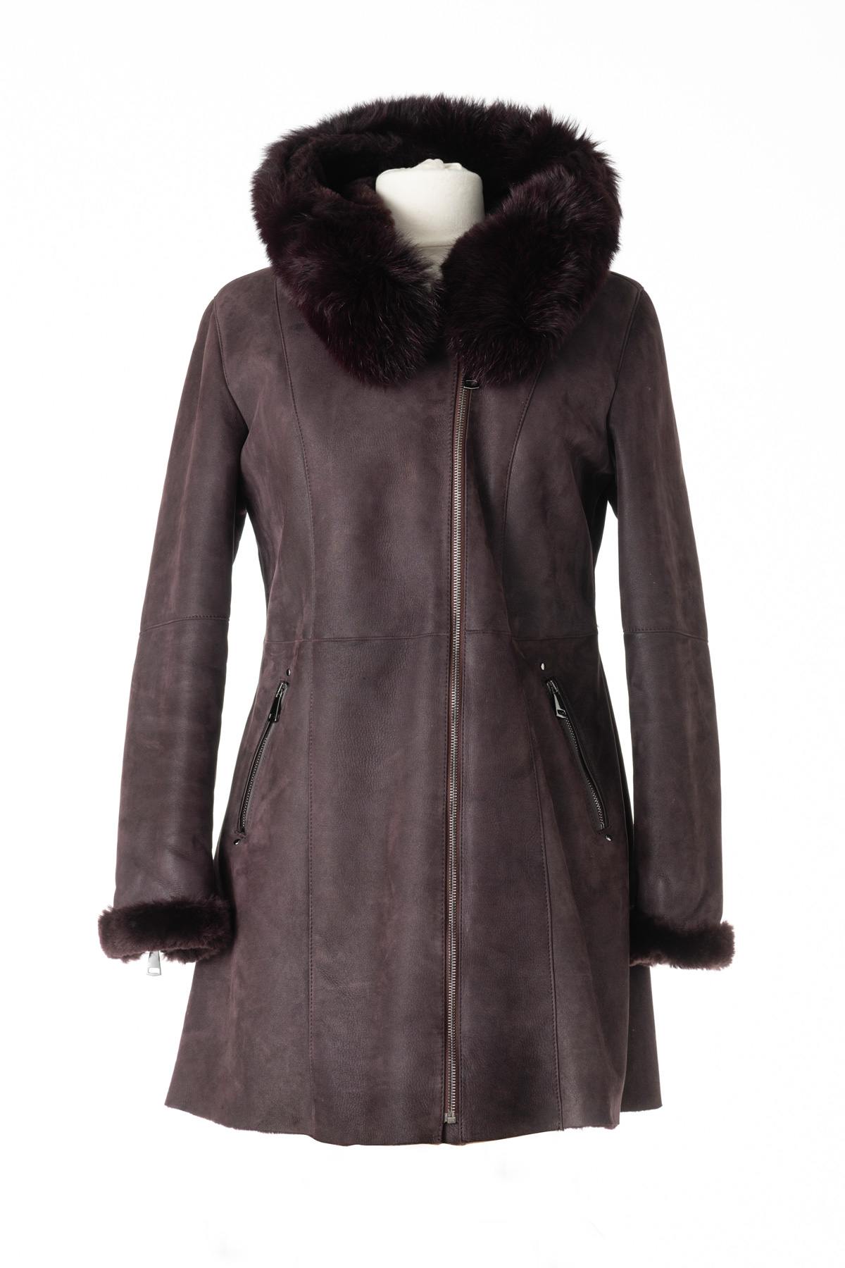 Burgundy shearling coat VINT00082 - Image n°3