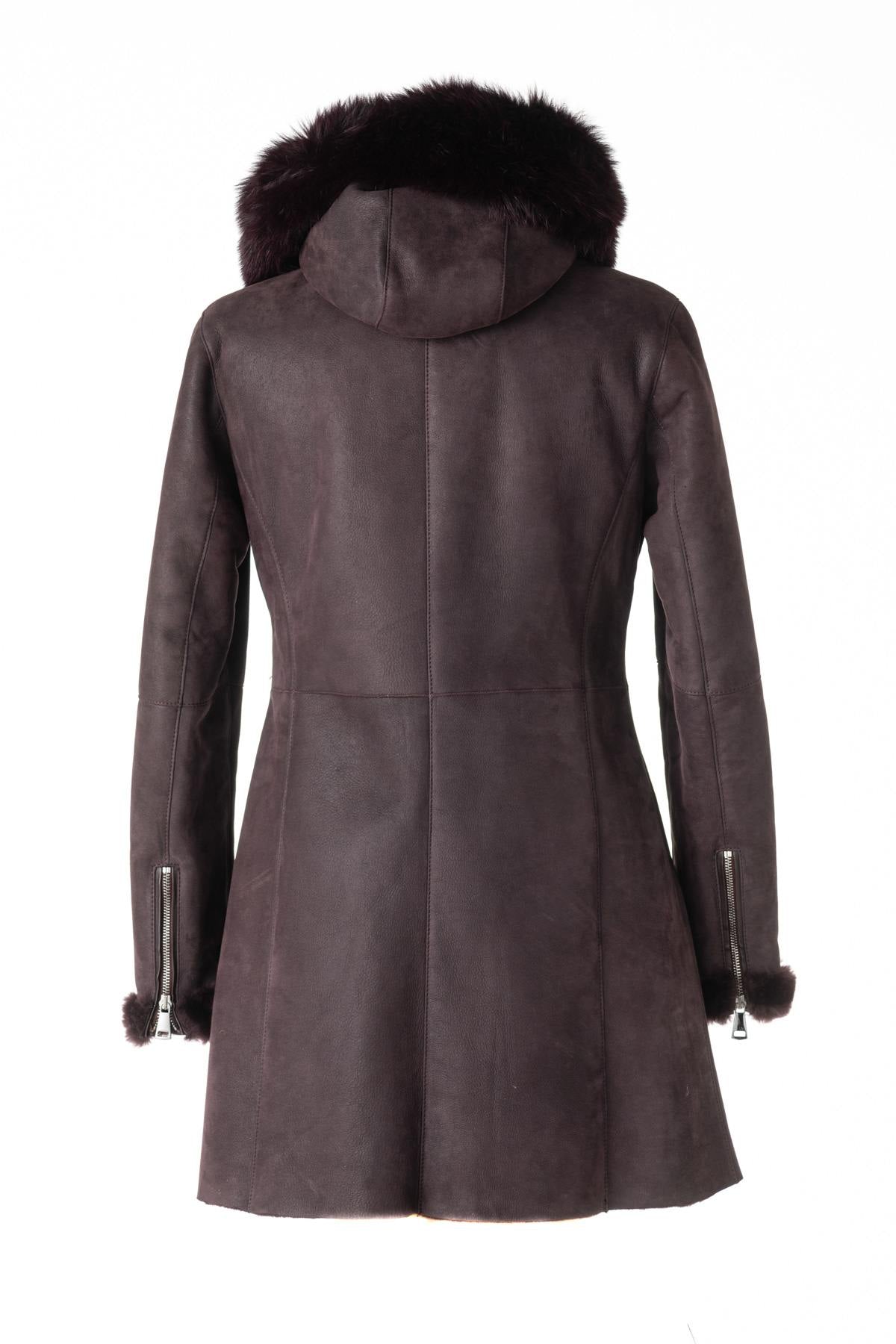 Burgundy shearling coat VINT00082 - Image n°4