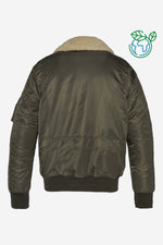 Khaki recycled nylon bomber jacket with removable collar - Image n°2