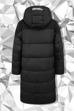 Long black padded down jacket - Image n°5
