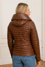 Lined cognac sheep leather jacket-warm and stylish for winter. - Image n°2