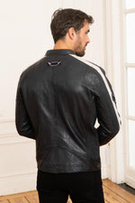 Blue Sheepskin Leather Jacket - Image n°5