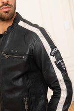 Blue Sheepskin Leather Jacket - Image n°8