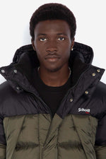 Long khaki and black down jacket - Image n°6