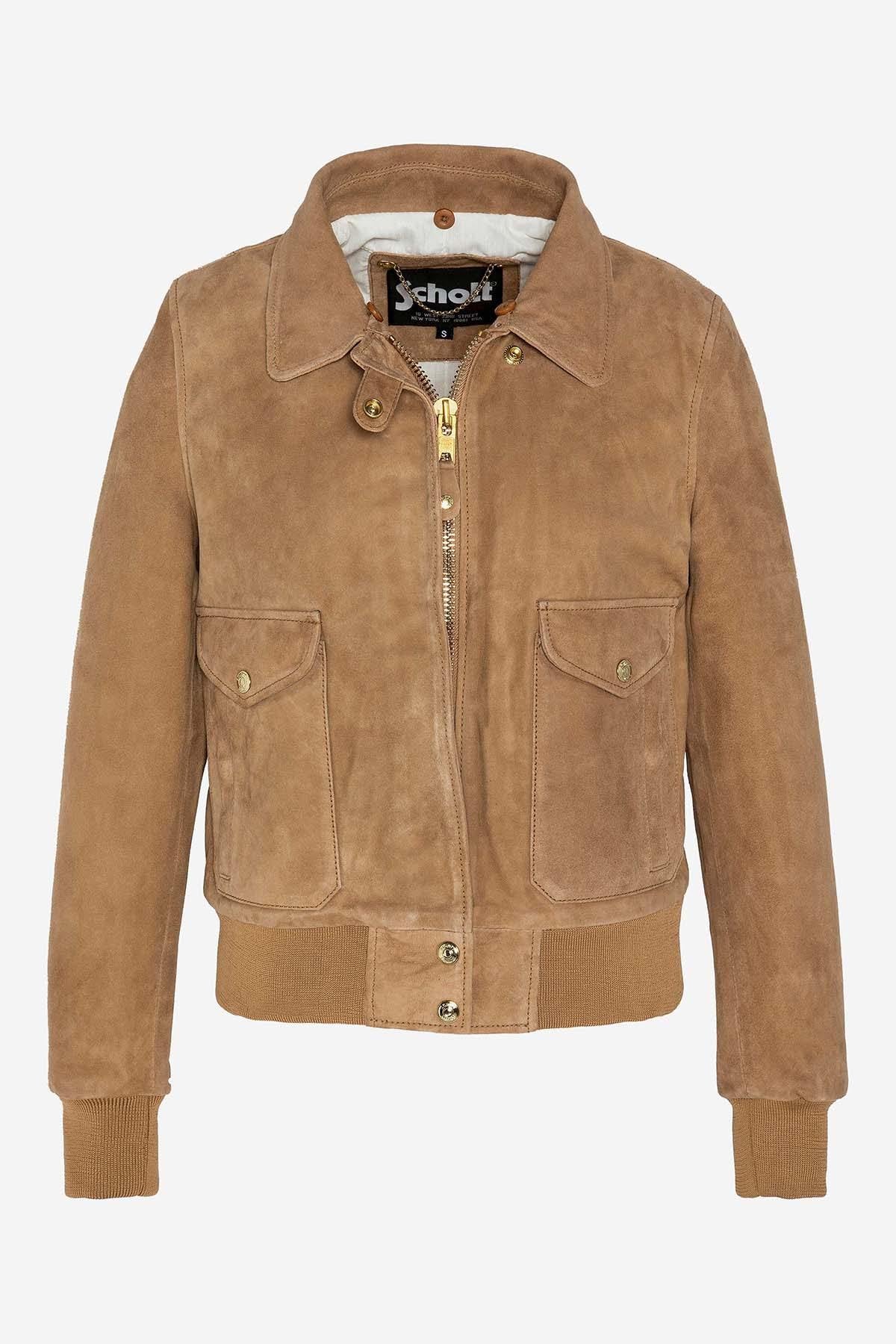 Women's A-2 pilot jacket in suede leather - Image n°2