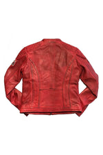 Women's racing jacket in red leather - Image n°2